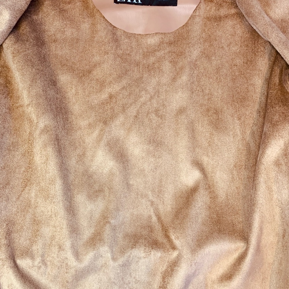 Zara Women’s Camel Faux Leather Belted Oversized Shirt Size Small! - Picture 11 of 13